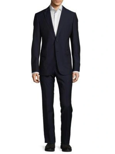 Shop Armani Collezioni Regular-fit Wool Suit In Navy