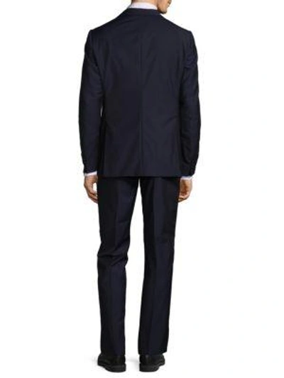 Shop Armani Collezioni Regular-fit Wool Suit In Navy