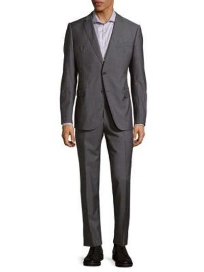 Shop Armani Collezioni Notch Lapel Wool Suit In Dove Grey