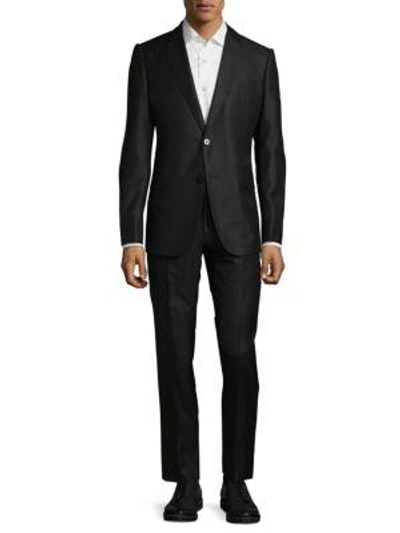 Shop Armani Collezioni Virgin Wool-blend Suit In Black