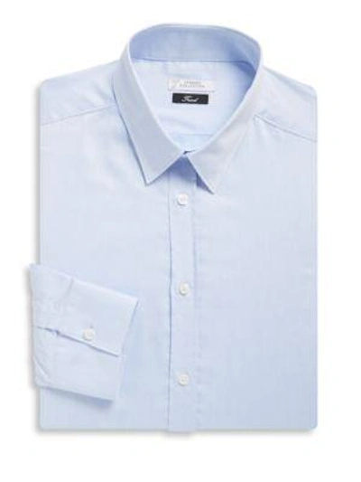 Shop Versace Cotton Twill Dress Shirt In Blue