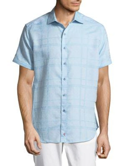 Shop Robert Graham Morley Button-down Shirt In Aqua