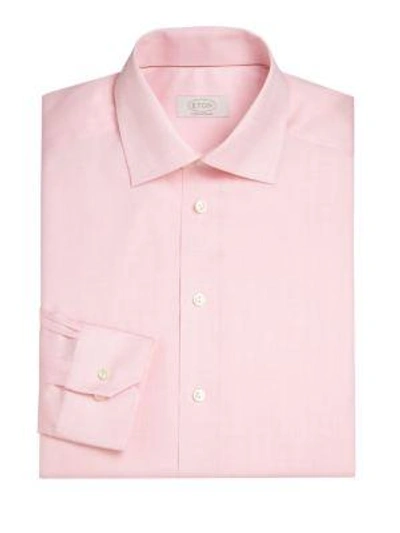 Shop Eton Contemporary-fit Herringbone Dress Shirt In Pink Red