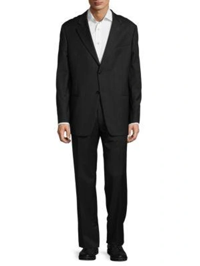 Shop Armani Collezioni Brushed Wool Suit In Grey