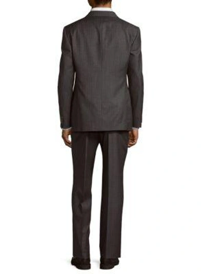 Shop Armani Collezioni Pinstripe Wool Suit In Grey