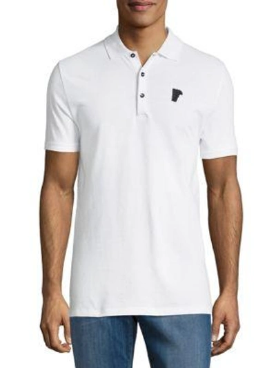 Shop Versace Solid Cotton Polo In White