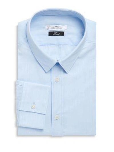 Shop Versace Cotton Dress Shirt In Blue