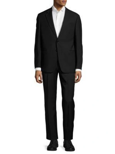Shop Armani Collezioni Solid Wool Suit In Black