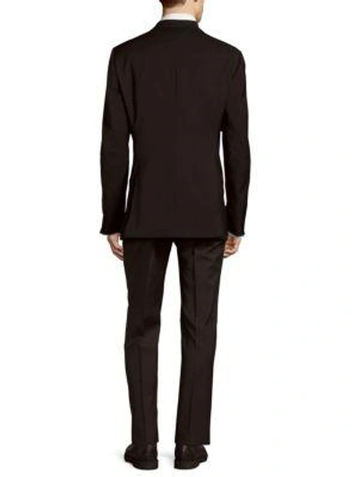 Shop Armani Collezioni Solid Two-button Wool Suit In Black