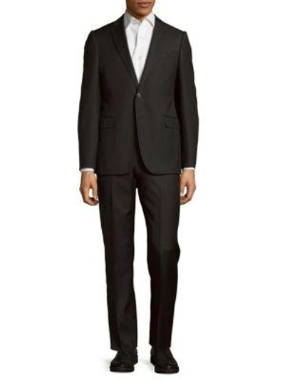 Shop Armani Collezioni Pinstriped Wool Suit In Charcoal