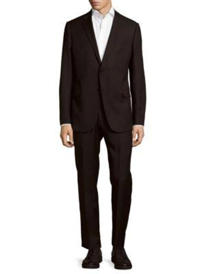 Shop Armani Collezioni Wool Solid Two-button Suit In Black