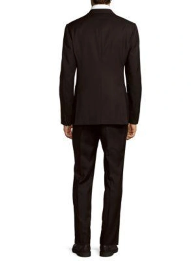 Shop Armani Collezioni Wool Solid Two-button Suit In Black