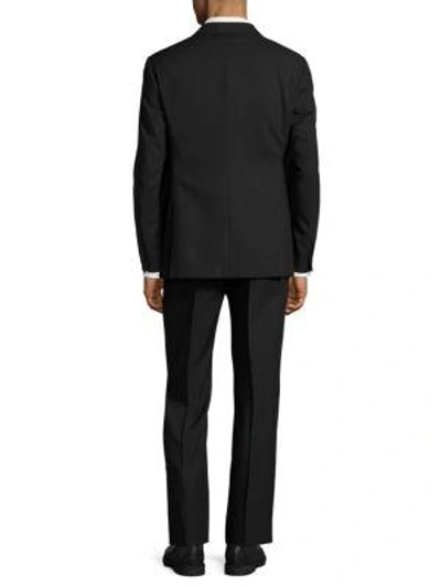 Shop Armani Collezioni Pinstriped Wool Suit In Black