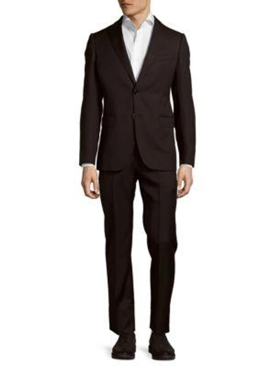 Shop Armani Collezioni Modern Fit Pinstripe Wool Suit In Black