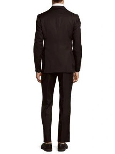 Shop Armani Collezioni Modern Fit Pinstripe Wool Suit In Black