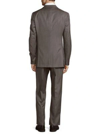 Shop Armani Collezioni Classic Fit Pinstripe Wool Suit In Beige