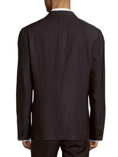 Shop Versace Silk-blend Textured Sport Coat In Navy