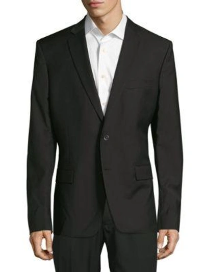 Shop Versace Virgin Wool-blend Notch-lapel Jacket In Black
