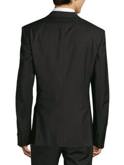 Shop Versace Virgin Wool-blend Notch-lapel Jacket In Black