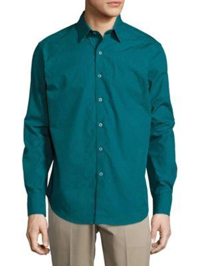 Shop Robert Graham Bayside Casual Long-sleeve Cotton Shirt In Dark Teal