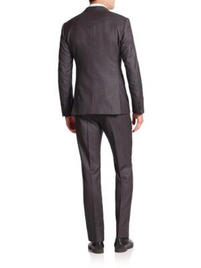 Shop Armani Collezioni Two-button Virgin Wool Suit In Dark Grey