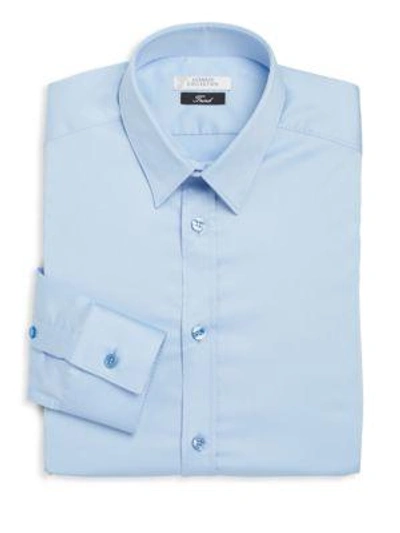 Shop Versace Trend-fit Cotton Dress Shirt In Light Blue