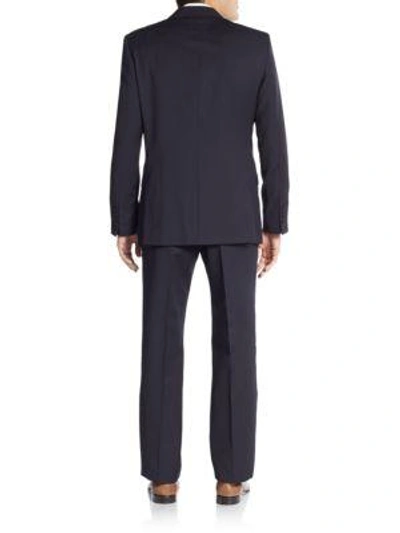 Shop Versace Regular-fit Lana Wool Suit In Navy