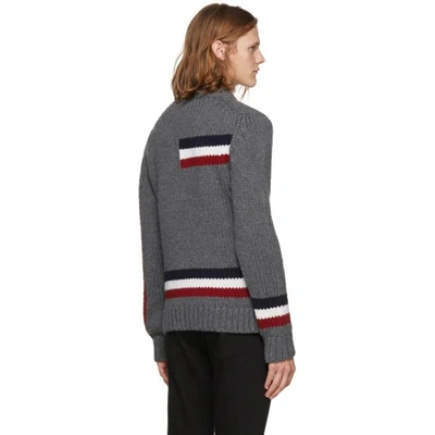 Shop Moncler Grey Tricolor Flag Sweater In 989 Grey