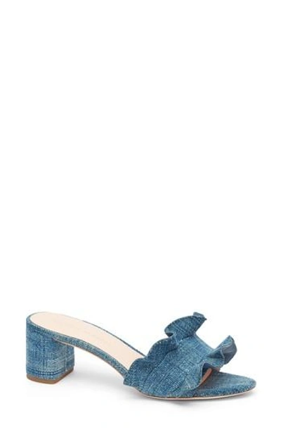 Shop Loeffler Randall Vera Ruffled Slide Sandal In Indigo Fabric