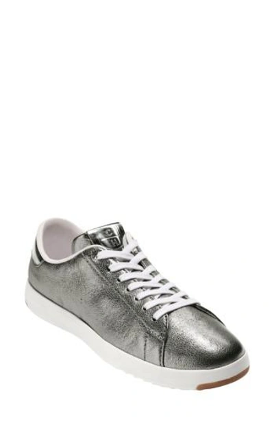 Shop Cole Haan Grandpro Tennis Shoe In Dark Grey Glitter Leather