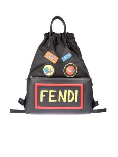 Shop Fendi Appliqué Backpack In Black