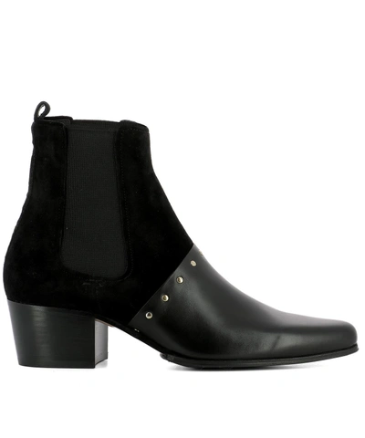 Shop Balmain Black Suede Ankle Boots
