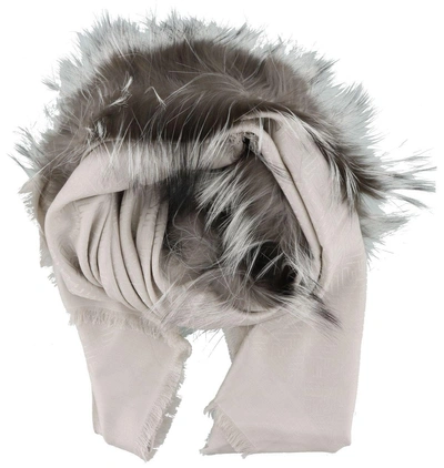 Shop Fendi Touch Of Fur Shawl In Phard