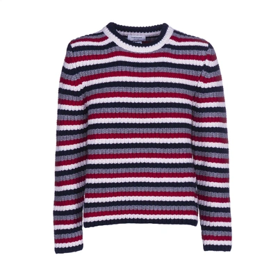 Shop Thom Browne Round Sweater From  In Red White Blue