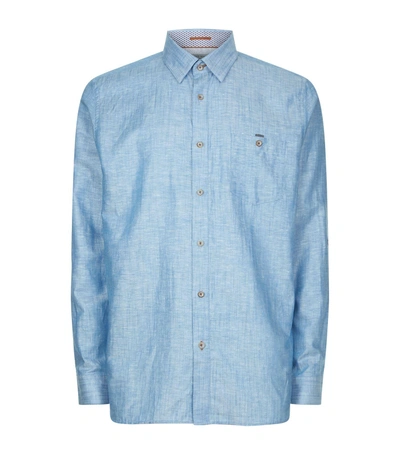 Shop Ted Baker Laavato Linen Shirt In Blue