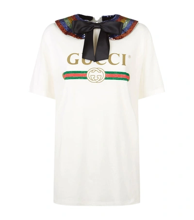Shop Gucci Sequin  Fake T-shirt In Ivory