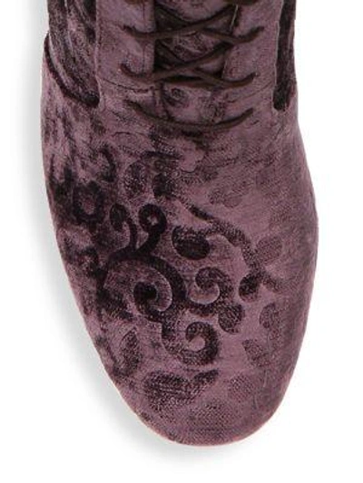 Shop Alice And Olivia Vesey Embossed Velvet Boots In Purple