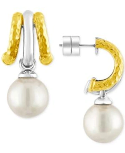 Shop Majorica Two-tone Imitation Pearl Drop Earrings