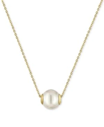 Shop Majorica Gold-tone White Imitation Pearl Solitaire Pendant Necklace