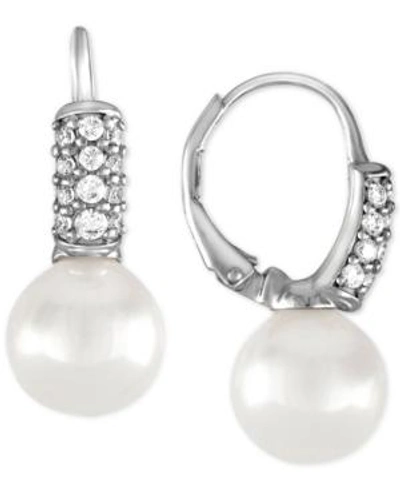 Shop Majorica Sterling Silver Cubic Zirconia & Imitation Pearl Drop Earrings In White