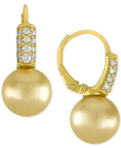 Shop Majorica Gold-tone Cubic Zirconia & Champagne Imitation Pearl Drop Earrings