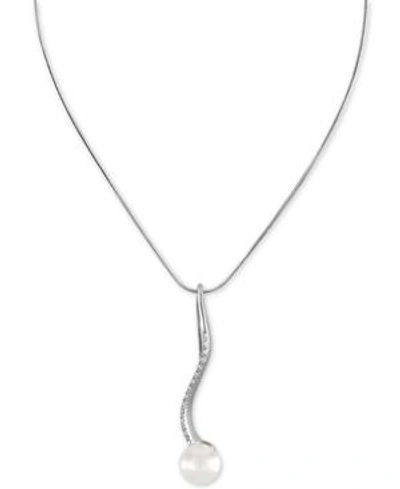 Shop Majorica Sterling Silver Cubic Zirconia & Imitation Pearl Lariat Necklace