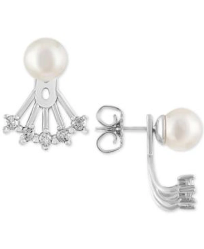 Shop Majorica Sterling Silver Pave And Imitation Pearl Ear Jacket Earrings