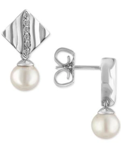 Shop Majorica Sterling Silver Pave And Imitation Pearl Drop Earrings