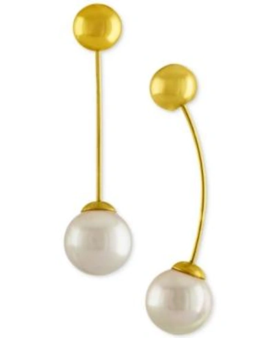 Shop Majorica Ball & Imitation Pearl Drop Earrings In Gold