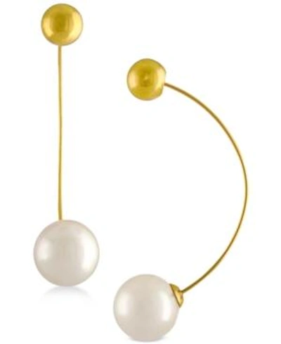 Shop Majorica Ball & Imitation Pearl Drop Earrings In Gold
