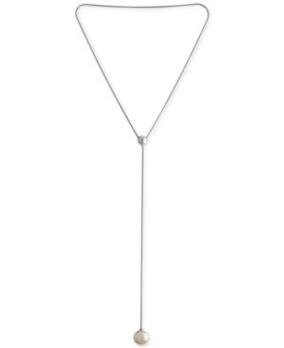 Shop Majorica Ball & Imitation Pearl Y-necklace In Silver