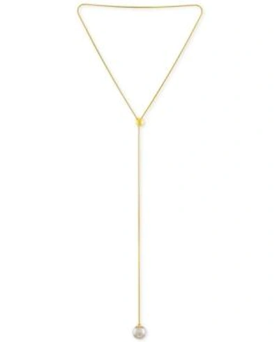 Shop Majorica Ball & Imitation Pearl Y-necklace In Gold