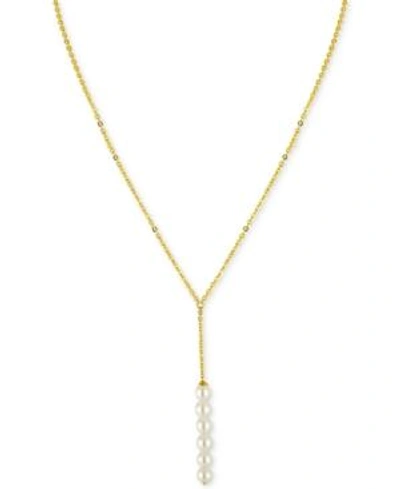 Shop Majorica Imitation Pearl Y-neck Necklace In Gold
