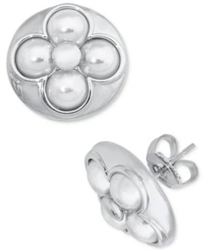 Shop Majorica Sterling Silver Imitation Pearl Flower Stud Earrings